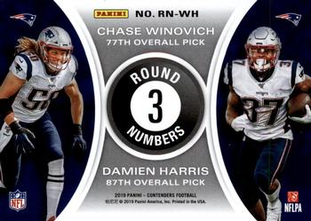 2019 Panini Contenders - Round Numbers #RN-WH Chase Winovich / Damien Harris Back