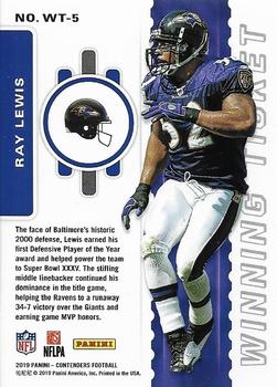2019 Panini Contenders - Winning Ticket #WT-5 Ray Lewis Back