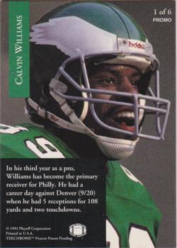 1992 Playoff - Promos #1 Calvin Williams Back