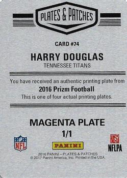 2016 Panini Plates & Patches - 2016 Panini Prizm Printing Plates Magenta #74 Harry Douglas Back