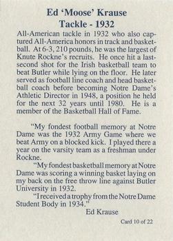 1989 Notre Dame Fighting Irish: 1903-32 #10 Ed Krause Back