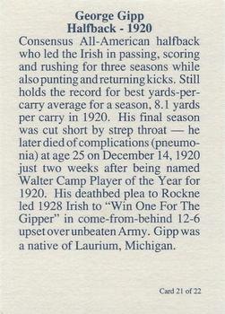 1989 Notre Dame Fighting Irish: 1903-32 #21 George Gipp Back