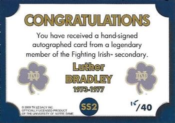 2003-09 TK Legacy Notre Dame Fighting Irish - Sentry of the Secondary #SS2 Luther Bradley Back