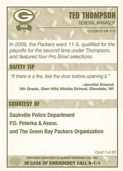 2010 Green Bay Packers Police - Saukville Police Deptment #1 Ted Thompson Back