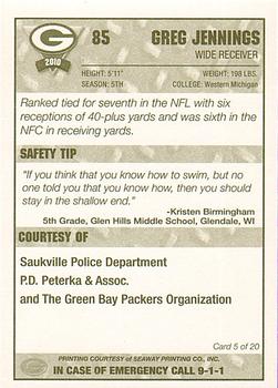 2010 Green Bay Packers Police - Saukville Police Deptment #5 Greg Jennings Back