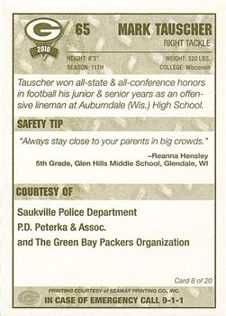 2010 Green Bay Packers Police - Saukville Police Deptment #8 Mark Tauscher Back