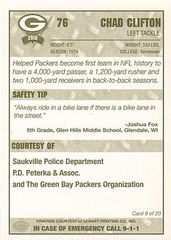 2010 Green Bay Packers Police - Saukville Police Deptment #9 Chad Clifton Back
