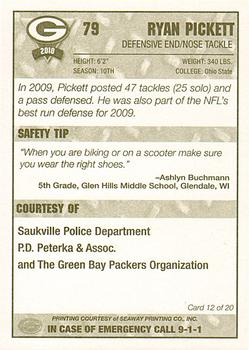 2010 Green Bay Packers Police - Saukville Police Deptment #12 Ryan Pickett Back