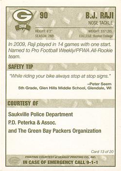 2010 Green Bay Packers Police - Saukville Police Deptment #13 B.J. Raji Back