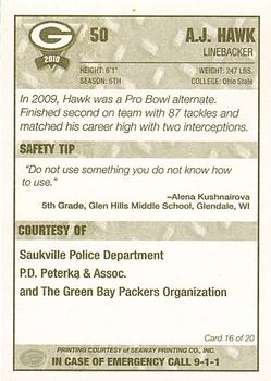 2010 Green Bay Packers Police - Saukville Police Deptment #16 A.J. Hawk Back