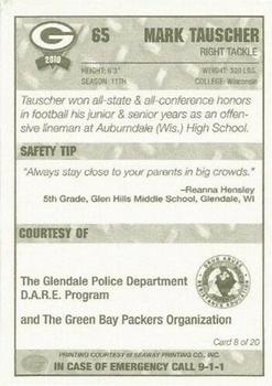 2010 Green Bay Packers Police - Glendale Police Department #8 Mark Tauscher Back