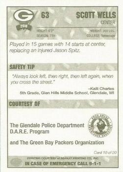 2010 Green Bay Packers Police - Glendale Police Department #10 Scott Wells Back