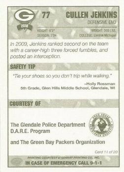 2010 Green Bay Packers Police - Glendale Police Department #11 Cullen Jenkins Back