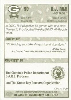 2010 Green Bay Packers Police - Glendale Police Department #13 B.J. Raji Back