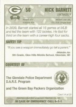 2010 Green Bay Packers Police - Glendale Police Department #14 Nick Barnett Back