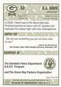 2010 Green Bay Packers Police - Glendale Police Department #16 A.J. Hawk Back