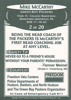 2007 Green Bay Packers Police - Police Departments of Hudson, Baldwin, and North Hudson #2 Mike McCarthy Back