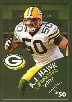 2007 Green Bay Packers Police - John Crawley Agency, Charlie Dahike Barber Shop Mosinee #16 A.J. Hawk Front