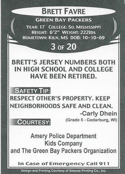 2007 Green Bay Packers Police - Amery Police Department #3 Brett Favre Back