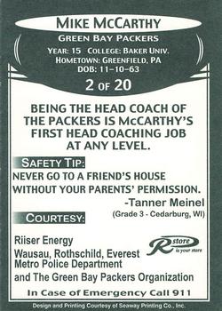 2007 Green Bay Packers Police - Riiser Energy, Wausau, Rothschild, Everest Metro Police Department #2 Mike McCarthy Back