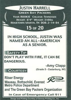 2007 Green Bay Packers Police - Riiser Energy, Wausau, Rothschild, Everest Metro Police Department #15 Justin Harrell Back