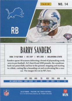 2019 Panini Passing the Torch #14 Barry Sanders Back
