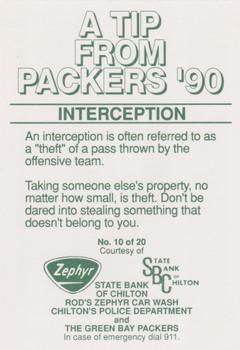 1990 Green Bay Packers Police - Chilton Police Department #10 Mark Murphy Back