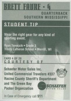 1997 Green Bay Packers Police - Racine County Sheriffs Association / Schaefer Motor Sales #4 Brett Favre Back
