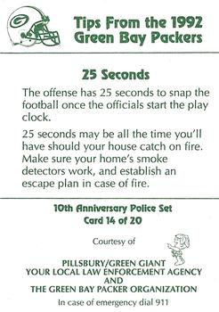 1992 Green Bay Packers Police - Pillsbury / Green Giant, Your Local Law Enforcement Agency #14 Brett Favre Back