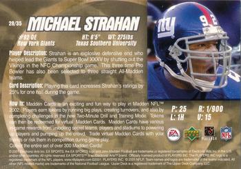 2002 Upper Deck EA Sports Madden Bowl #28 Michael Strahan Back