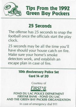 1992 Green Bay Packers Police - Fond du Lac PD / First Star Bank #14 Brett Favre Back