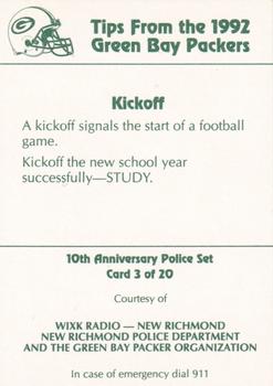 1992 Green Bay Packers Police - WIXK Radio - New Richmond, New Richmond Police Department #3 Chris Jacke Back