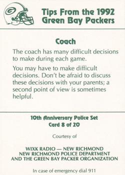 1992 Green Bay Packers Police - WIXK Radio - New Richmond, New Richmond Police Department #8 Mike Holmgren Back