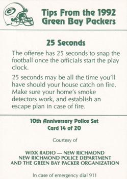 1992 Green Bay Packers Police - WIXK Radio - New Richmond, New Richmond Police Department #14 Brett Favre Back