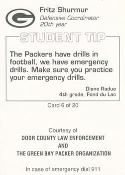1994 Green Bay Packers Police - Door County Law Enforcement #6 Fritz Shurmur Back