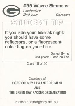 1994 Green Bay Packers Police - Door County Law Enforcement #18 Wayne Simmons Back
