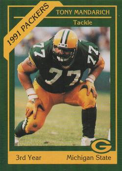 1991 Green Bay Packers Police - State Bank of Chilton, Rod’s Zephyr Car Wash, Chilton Police Department #12 Tony Mandarich Front