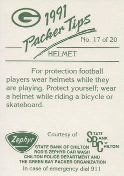 1991 Green Bay Packers Police - State Bank of Chilton, Rod’s Zephyr Car Wash, Chilton Police Department #17 Ed West Back