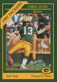1991 Green Bay Packers Police - State Bank of Chilton, Rod’s Zephyr Car Wash, Chilton Police Department #18 Chris Jacke Front