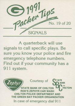 1991 Green Bay Packers Police - State Bank of Chilton, Rod’s Zephyr Car Wash, Chilton Police Department #19 Blair Kiel Back