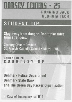 1997 Green Bay Packers Police - Denmark Police Department,Denmark State Bank #18 Dorsey Levens Back