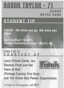 1997 Green Bay Packers Police - Larry Fritsch Cards LLC., Stevens Point and the Town of Hull (Portage County) Fire Dept. #8 Aaron Taylor Back
