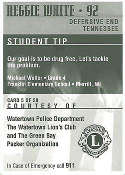 1997 Green Bay Packers Police - Watertown Police Department, The Watertown Lions Club #5 Reggie White Back