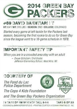 2014 Green Bay Packers Police - Fond du Lac Police Department, The Cops 4 Kids Foundation #8 David Bakhtiari Back
