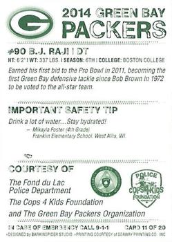 2014 Green Bay Packers Police - Fond du Lac Police Department, The Cops 4 Kids Foundation #11 B.J. Raji Back