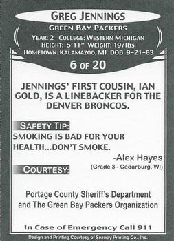 2007 Green Bay Packers Police - Portage County Sheriffs Department #6 Greg Jennings Back