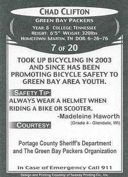 2007 Green Bay Packers Police - Portage County Sheriffs Department #7 Chad Clifton Back