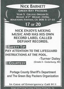 2007 Green Bay Packers Police - Portage County Sheriffs Department #17 Nick Barnett Back