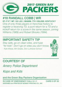 2017 Green Bay Packers Police - Amery Police Department #5 Randall Cobb Back