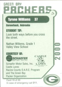 2000 Green Bay Packers Police - Racine County D.A.R.E. Program #19 Tyrone Williams Back